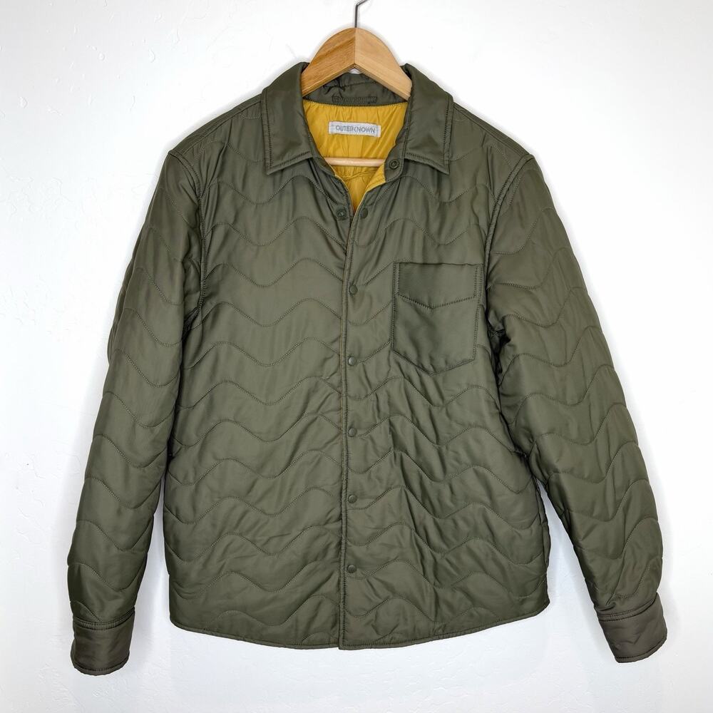 Outerknown Quilted Snap Up Shirt Jacket Mens Small Green